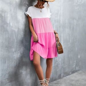 Women's Summer Dress Loose Short Flowy Pleated Dress